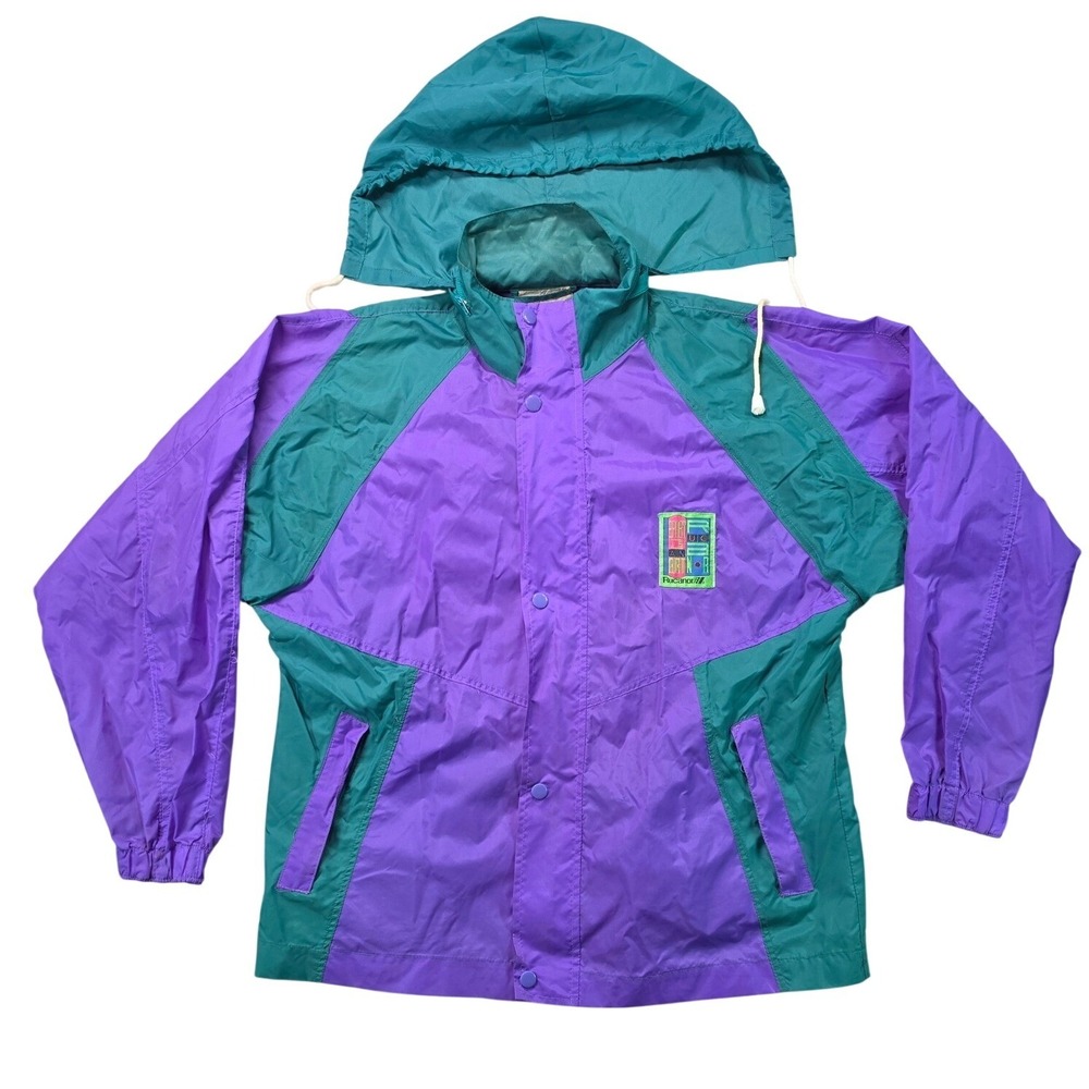 VTG 90s Rucanor Colorblock Windbreaker Purple Teal Unisex Youth/164 Adult XS S